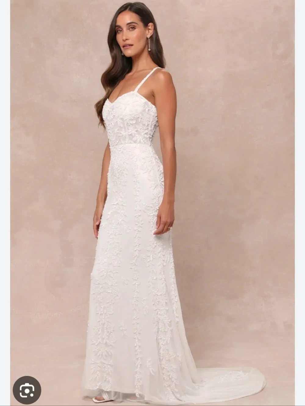 White Lace Spaghetti-Strap Sheath Dress